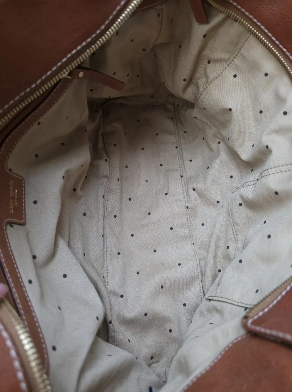 Kate Spade WKRU0223 Quilted Wool Dark Gray Tan Leather Tote Shoulder Bag